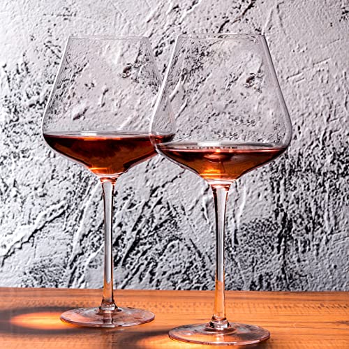 BACLIFE Hand Blown Red Wine Glasses Set of 4 – 23 oz Burgundy Wine Glasses With Long Stem – Large Premium Crystal Wine Glass – Unique Gift for Wedding, Anniversary, Mother’s Day – Clear - Image 5