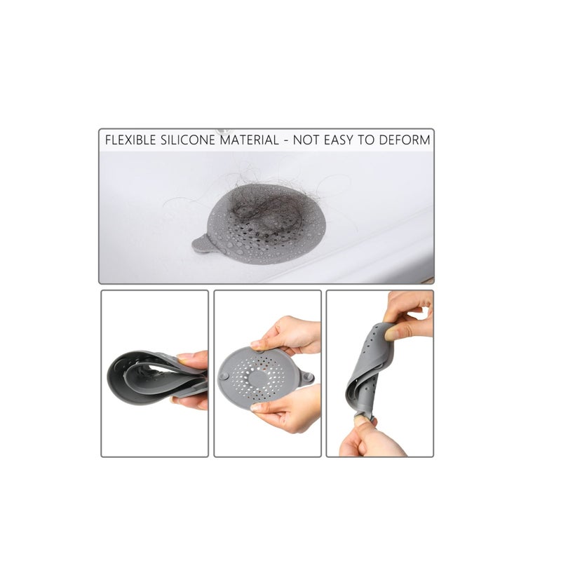 Barakah Shower Drain Hair Catcher, 4 Pcs Silicone Drain Protector, Sink Strainer Protector, with Suction Cups Strainer Trap, Strainer Plug Trap Filter Drain Covers for Sinks Bathroom, Bathtub, Kitchen - Image 4