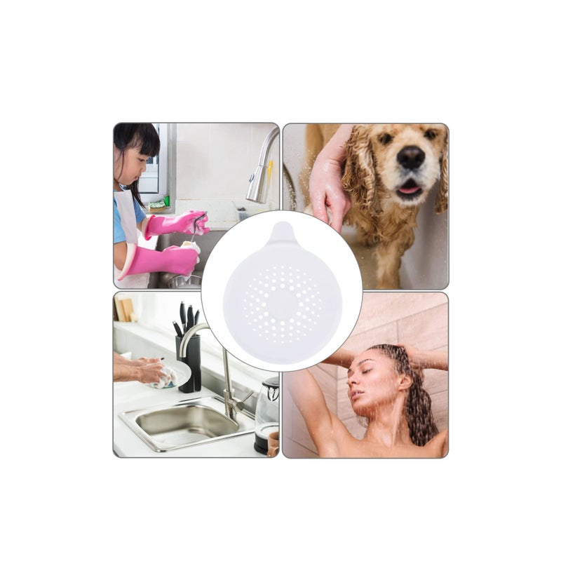 Barakah Shower Drain Hair Catcher, 4 Pcs Silicone Drain Protector, Sink Strainer Protector, with Suction Cups Strainer Trap, Strainer Plug Trap Filter Drain Covers for Sinks Bathroom, Bathtub, Kitchen - Image 2