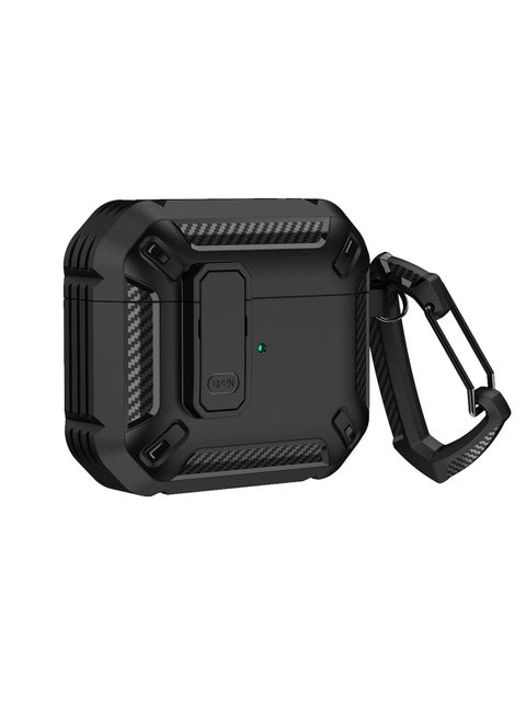 AirPods Pro 2nd Generation 2022 Case with Keychain Full-Body Rugged Military Grade Protective Cover Black