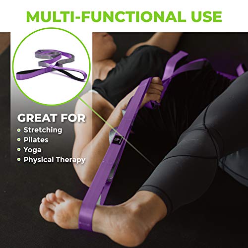 Gradient Fitness Stretching Strap for Physical Therapy, 12 Multi-Loop Stretch Strap 1" W x 8' L, Neoprene Handles, Physical Therapy Equipment, Yoga Straps for Stretching, Leg Stretcher (Purple) - Image 2