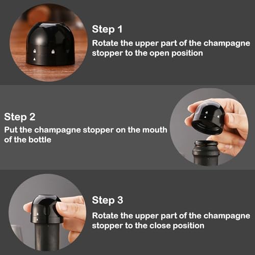 BEYTEQ Champagne stoppers, Silicone Champagne Bottle Saver Sealer with Rotating Switch, Reusable Mini Champagne Bottle Stoppers (Champagne Stopper, Pack of 1) - Image 5