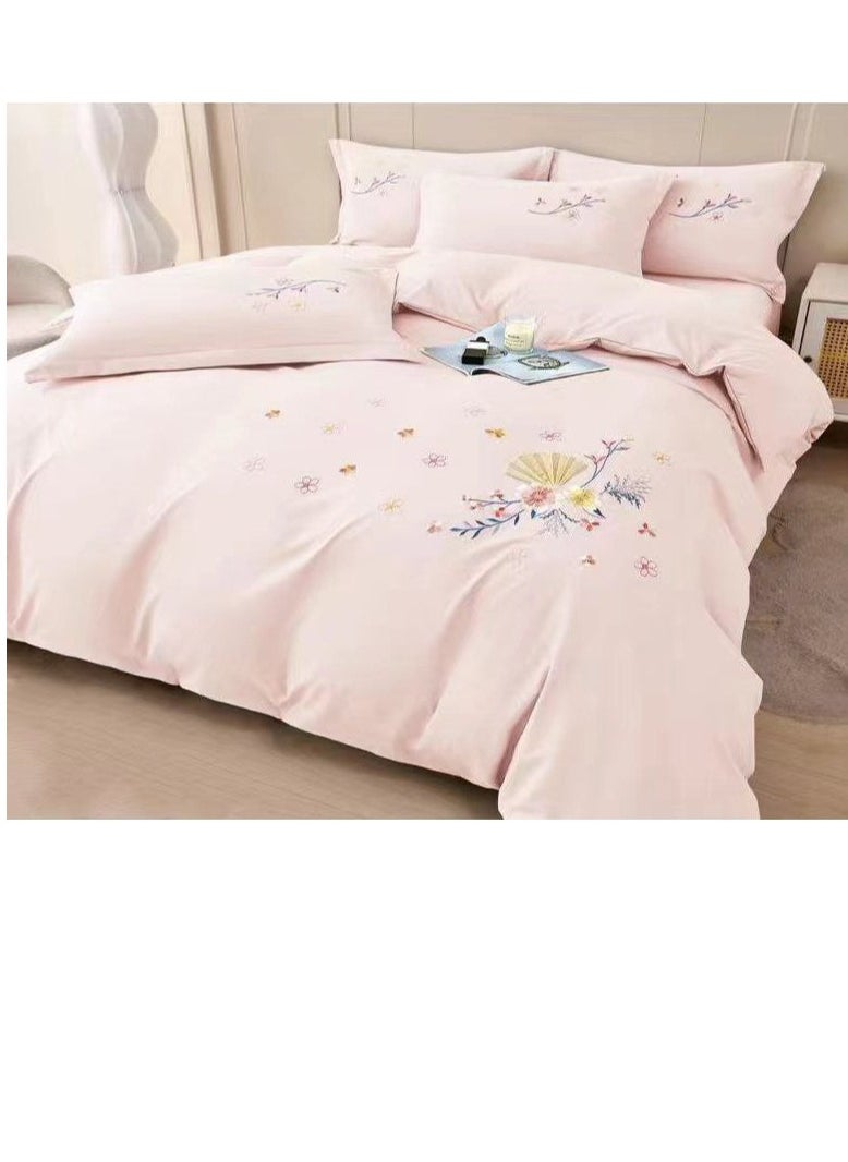 Generic Embroidery Comforters Bedding Set Pure Cotton Duvet 6Pcs set Flower Design Soft fixed Quilted fitted bed Sheet Bed Linen decor Bedrooms 
