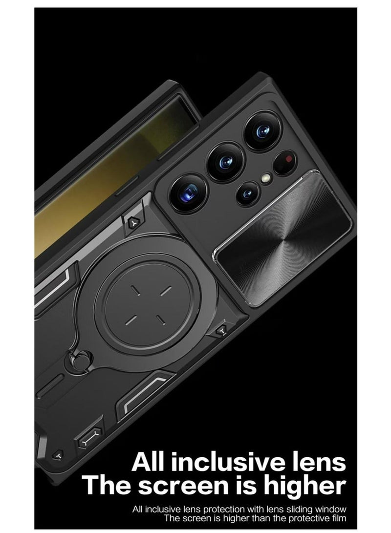 TEAM LUXURY Samsung Galaxy S22 Ultra Mobile Phone Case Cover, Slide Camera Lens Cover, 360°Rotating Kickstand Ring, Bumper Shockproof Phone Case，Compatible with Car Magnetic Mount  - Image 5
