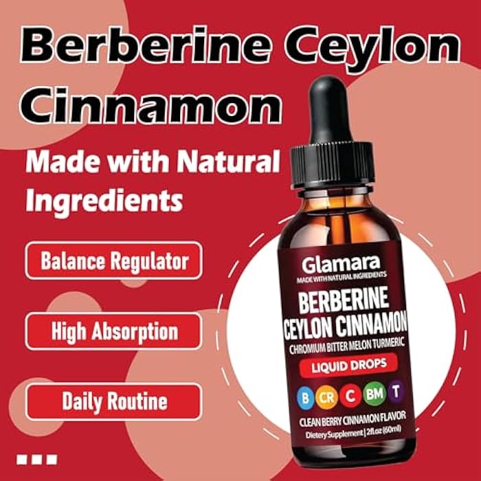 Glamara Glucora Berberine with Ceylon Cinnamon Supplement Liquid Drops, Balance Regulator Drops, 60ml - Image 2