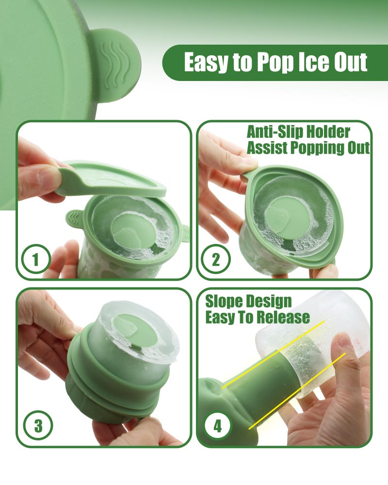TOVICE Ice Molds for Owala 24-40oz, Set of 3, Food-Grade Soft Silicone, No White Residue, Easy to Release, Straw Placement Compatible with Owala FreeSip, Keeps Drinks Cold Longer (Green) - Image 4