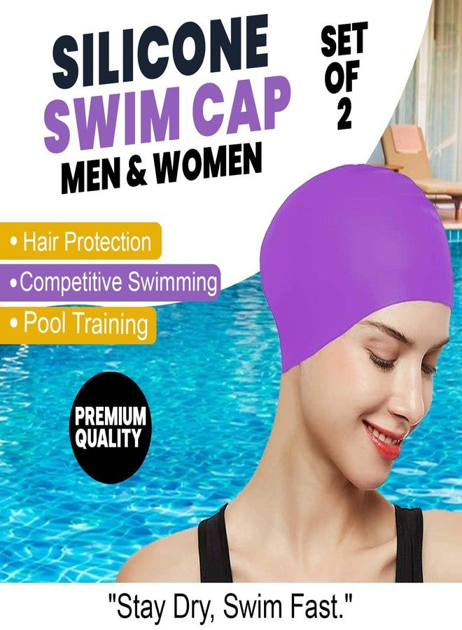 KYNA Set of 2 Pcs Silicone Waterproof Swimming Cap for Men and Women| Ideal for Children and Adult Multicolor Pack of 1 (M3) - Image 4