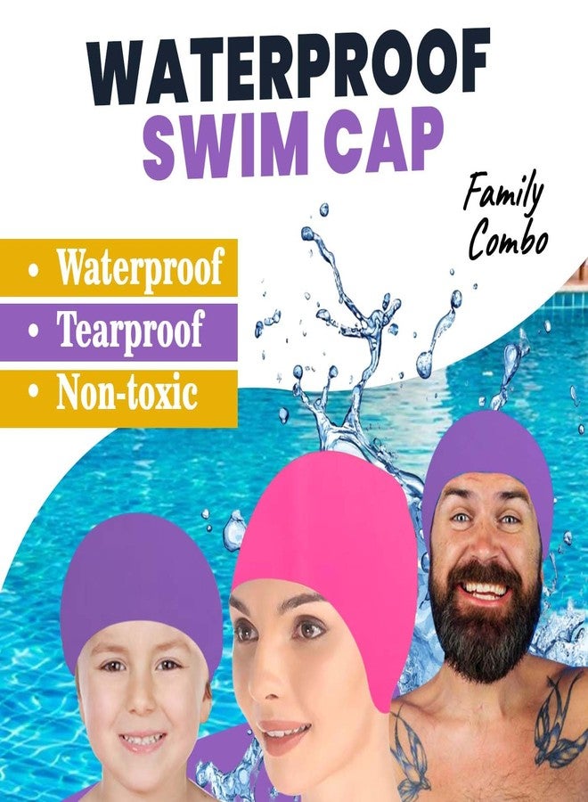KYNA Set of 2 Pcs Silicone Waterproof Swimming Cap for Men and Women| Ideal for Children and Adult Multicolor Pack of 1 (M3) - Image 3