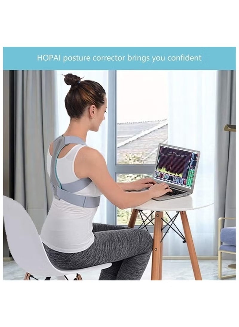 Back Brace and Posture Corrector for Men and Women, Spinal Corrector，Adjustable Back Brace for Hunchback and Posture Support, Relieves Shoulder-Neck-Back Pain (Grey/Size:S/M/L)) - Image 5
