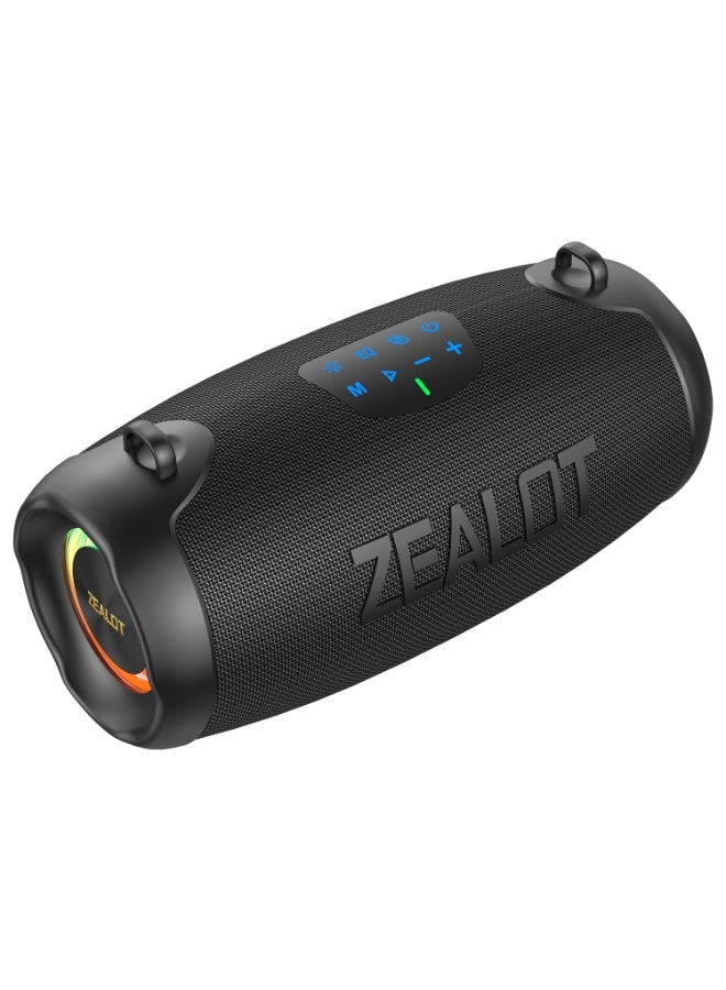 زيلوت سماعة بلوتوث محمولة ZEALOT P15 بقوة 100 واط، مقاومة للماء بمعيار IPX7، مزودة بمضخم صوت خارجي وبطارية سعة 6000 مللي أمبير، صوت ستيريو لاسلكي غني بالباس العميق، مناسبة للسيارة والمنزل - Image 5