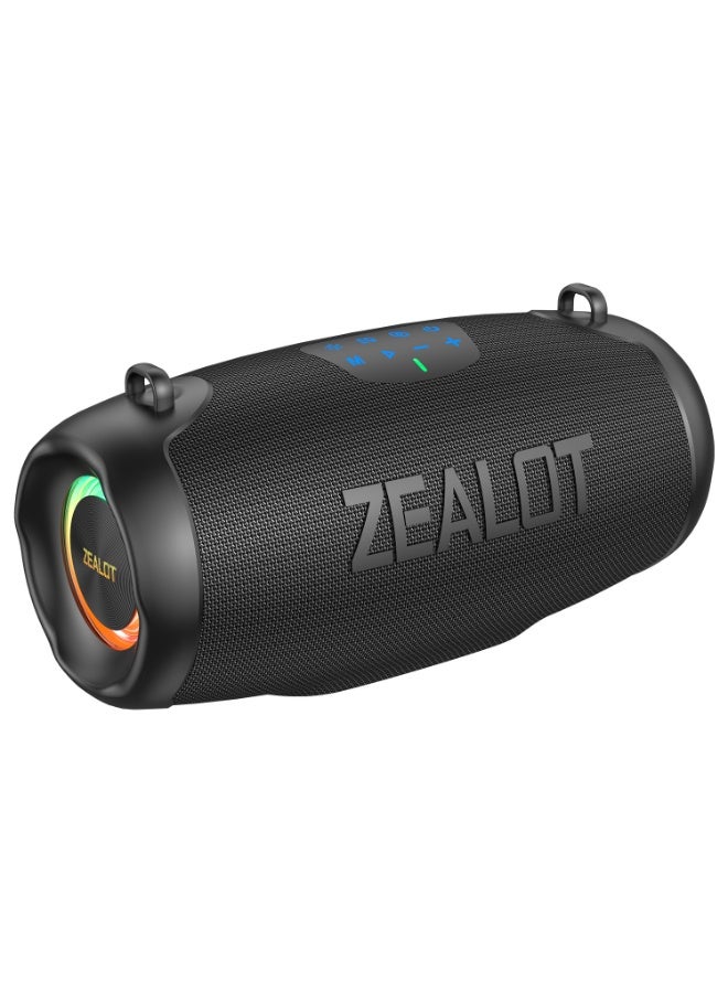 زيلوت سماعة بلوتوث محمولة ZEALOT P15 بقوة 100 واط، مقاومة للماء بمعيار IPX7، مزودة بمضخم صوت خارجي وبطارية سعة 6000 مللي أمبير، صوت ستيريو لاسلكي غني بالباس العميق، مناسبة للسيارة والمنزل - Image 2