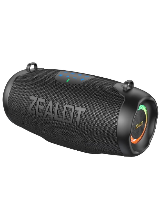 زيلوت سماعة بلوتوث محمولة ZEALOT P15 بقوة 100 واط، مقاومة للماء بمعيار IPX7، مزودة بمضخم صوت خارجي وبطارية سعة 6000 مللي أمبير، صوت ستيريو لاسلكي غني بالباس العميق، مناسبة للسيارة والمنزل - Image 1