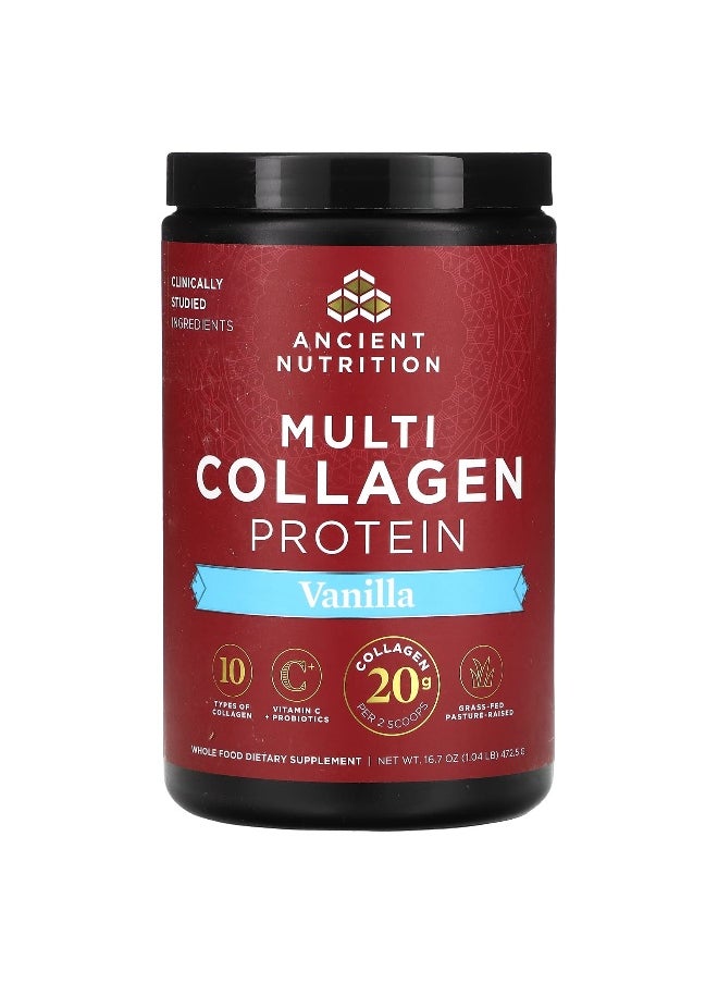Ancient Nutrition - Ancient Nutrition, Multi Collagen Protein, Vanilla, 1.04 lb (472.5 g) - Image 1