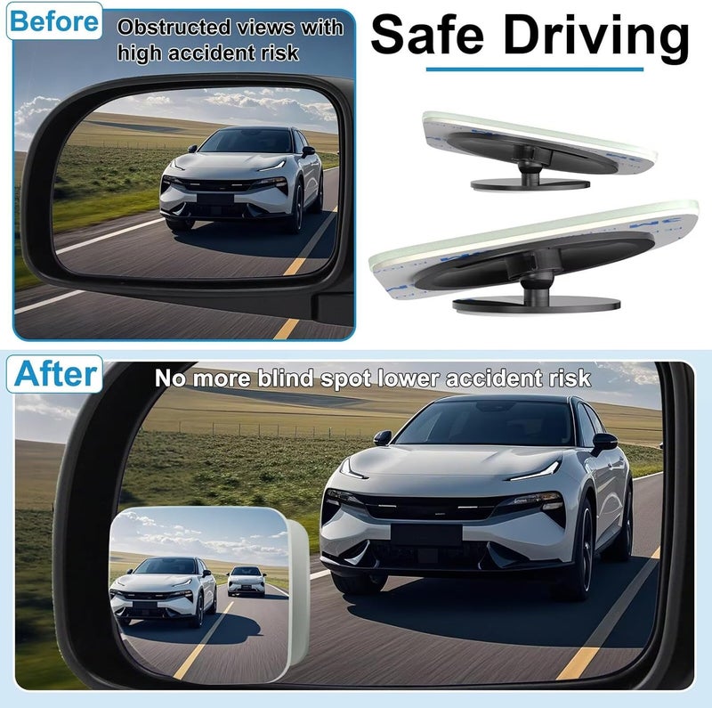 BFXM 4pcs Fan-Shape Blind Spot Mirror for Car, Car Blind Spot Frameless Convex HD Glass BlindSpot Mirrors Side Mirror, Rear View Mirror with Wide Angle Adjustable Stick for Cars - Image 5