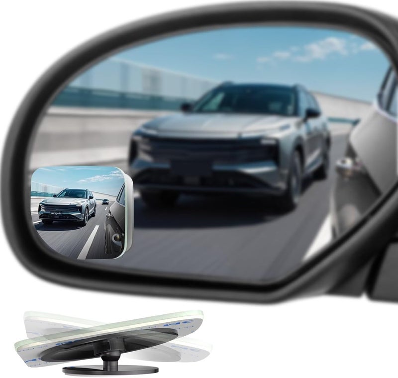 BFXM 4pcs Fan-Shape Blind Spot Mirror for Car, Car Blind Spot Frameless Convex HD Glass BlindSpot Mirrors Side Mirror, Rear View Mirror with Wide Angle Adjustable Stick for Cars - Image 1