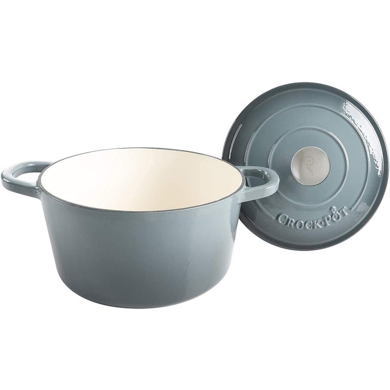 Crock-Pot Crock Pot Artisan 5-Quart Round Enameled Cast Iron Dutch Oven â€“ Slate Gray, Heavy-Duty Cookware for Slow Cooking, Roasting, Baking with Lid - Image 2