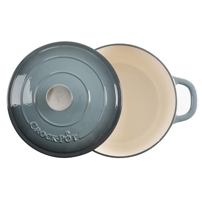 Crock-Pot Crock Pot Artisan 5-Quart Round Enameled Cast Iron Dutch Oven â€“ Slate Gray, Heavy-Duty Cookware for Slow Cooking, Roasting, Baking with Lid - Image 4