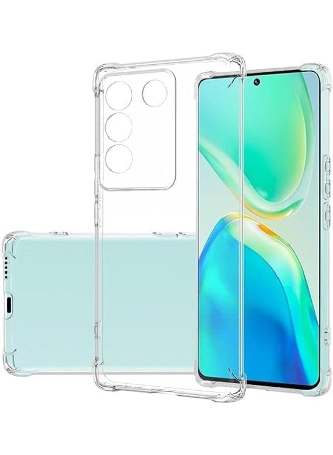 ليون ستور حافظة لهاتف فيفو V29E الجيل الخامس 5G - Y200 5G غطاء كريستال فائق النحافة مضاد للخدش ممتص للصدمات مرن وناعم من البولي يوريثين الحراري المقوى بزوايا معززة لموبايل V29E - شفاف - Image 1