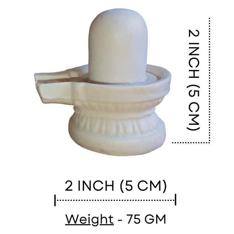 Salvus APP SOLUTIONS White Marble Dust ShivlingShiva Pindi with Nandi for Temple HomeOffice Decor Car Dashboard 5 cm - Image 2