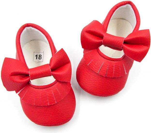 Le mabelle Red Bow Tassel Baby Shoes - Image 1