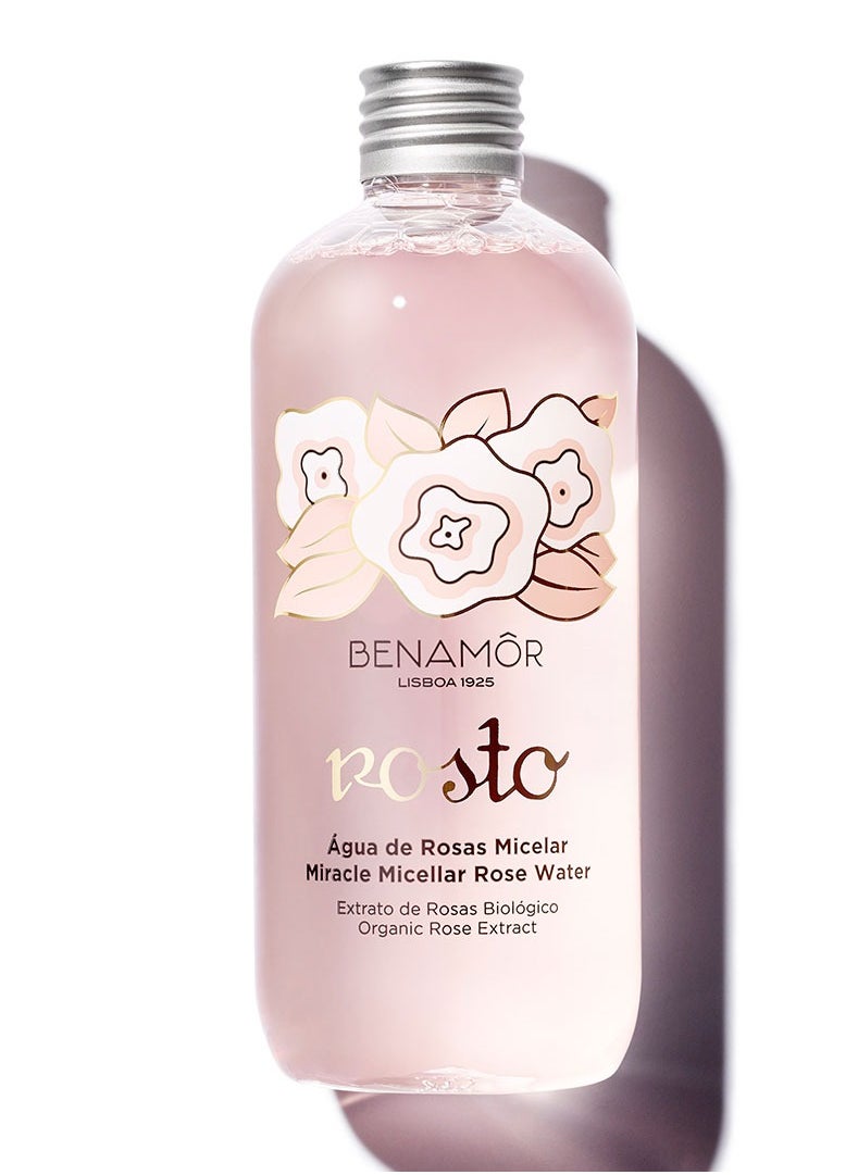 BENAMÕR Benamor Rosto Micellar Rose Water Gentle Face Cleanser with Organic Rose Extract Toning Micellar Cleansing Water Paraben Free Vegan 300ml  - Image 1