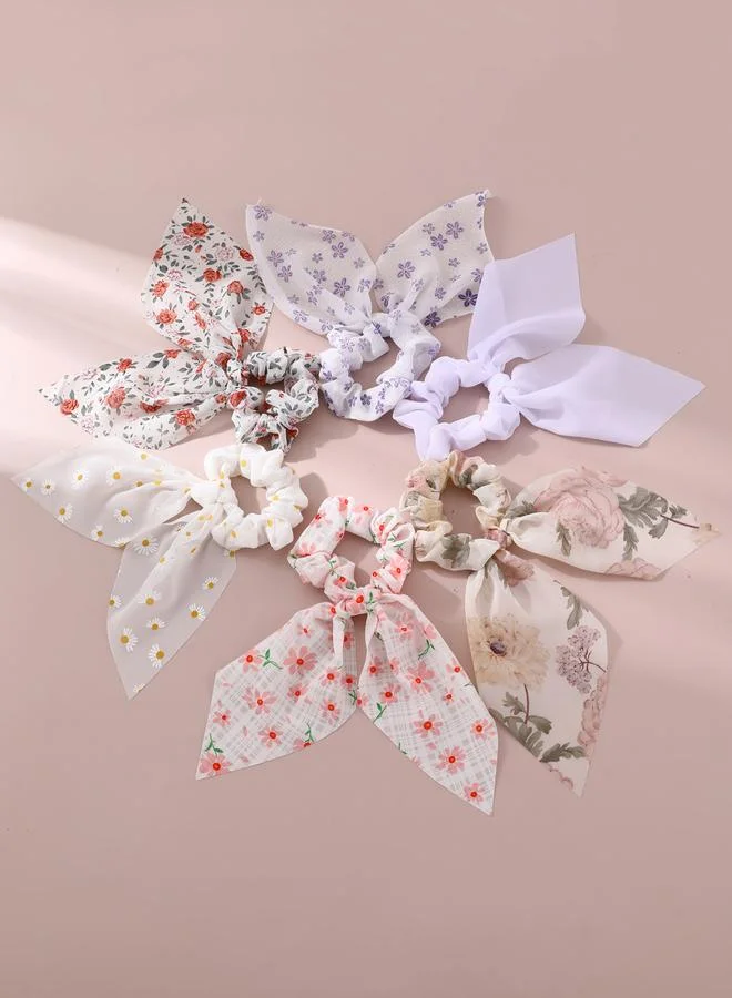 Take Two Pack of 6 - Floral Print Hair Ties