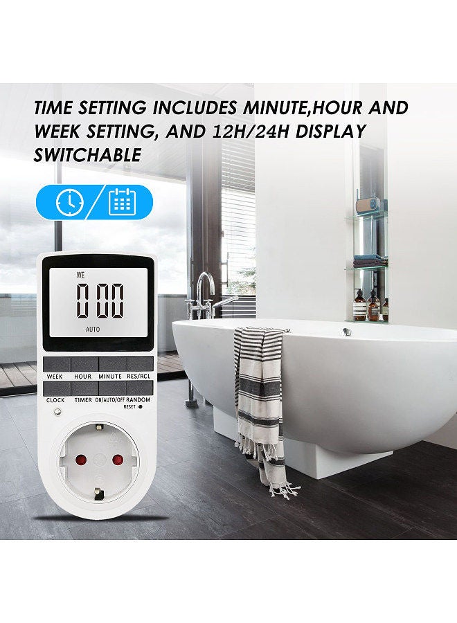 Digital Timer Switch Socket Digital Electronic Timer Switch LCD Display Plug-in Programmable Time Switch Energy Saving Intelligent Electronic Timing Socket