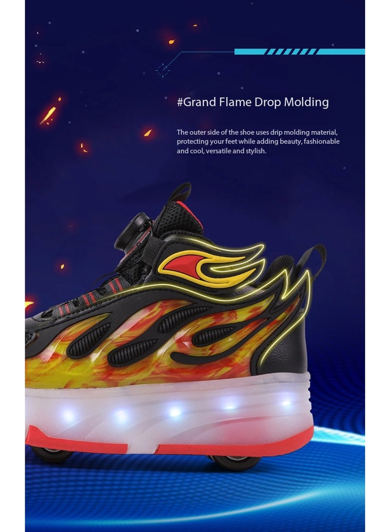 TNGames Roller Shoes Kids Black Red Flame LED Wheel Shoes Heelys Style - Perfect Birthday Gift（Sizes 33） - Image 3