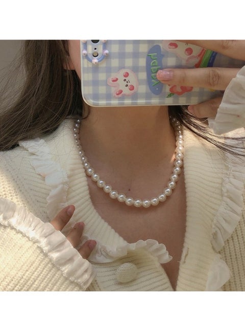 Women Imitation Pearl Necklace Pearl Choker Necklace Pendant Clavicle Chain Size 10mm Pearls Suitable For Party Wedding Daily Wearing