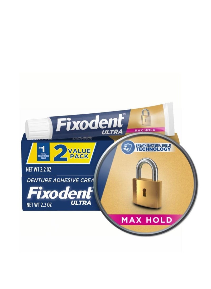 Fixodent Fixodent Ultra Max Hold Denture Adhesive, 2.2 Ounce (Pack of 2)  - Image 1