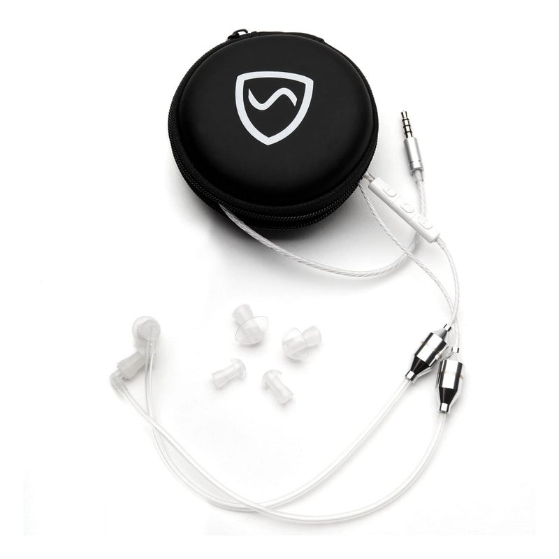 SYB Shield Your Body Air Tube Headset, Stereo Earbuds with Microphone and Case, Wired Anti Radiation Headphones, Built-in Controls, Works on Any Device with A Standard 3.5mm Audio Jack, Black - Image 1