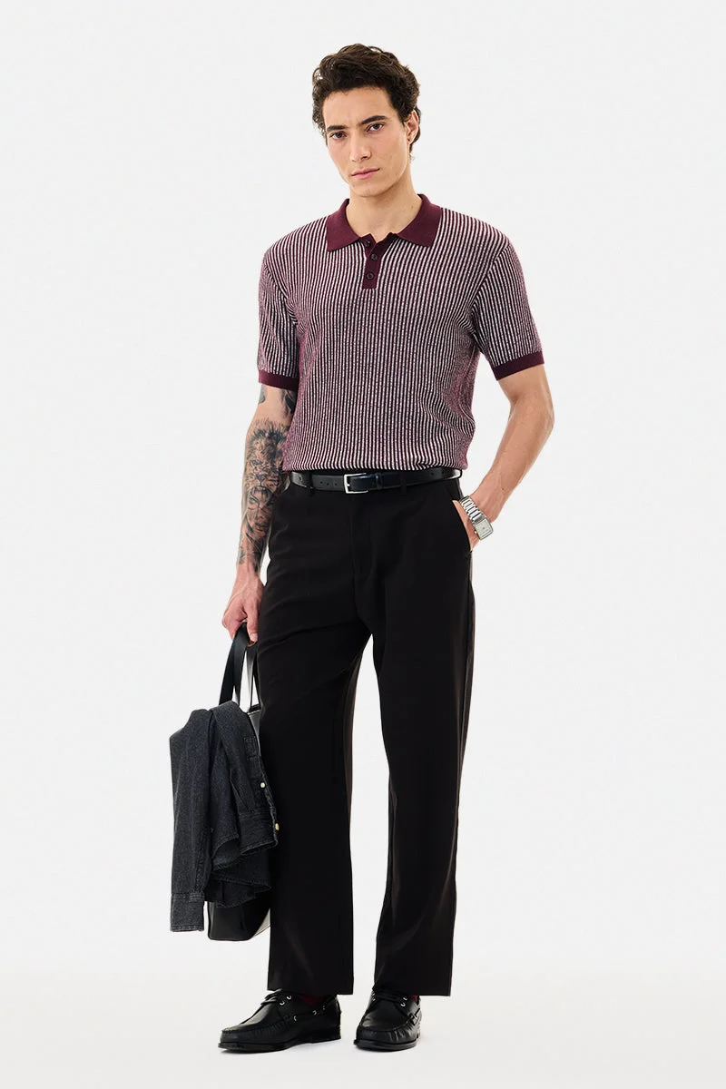 سنيتش تيشيرت بولو محبوك بنقوش