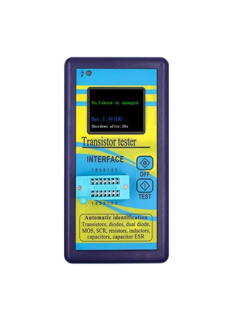 Transistor Tester NPN PNP Transistor Diode Resistor Inductor Capacitance MOS SCR ESR Meter with 1.8 Inch TFT Screen Automatic Pin Detection