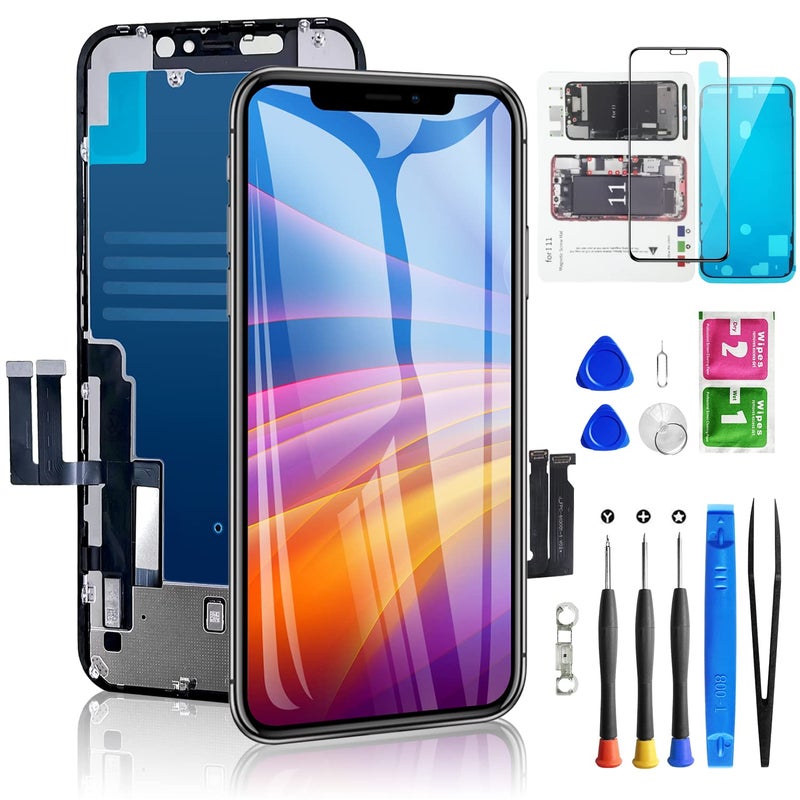 Diykitpl for iPhone 11 Screen Replacement 6.1 Inch, Diykitpl 3D Touch LCD Digitizer Replacement for A2111, A2223, A2221, with Repair Tools Kit+Magnetic Screw Mats+Screen Protector+Waterproof Frame Adhesive - Image 1