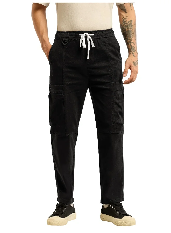 Beyoung Black Tapered Baggy Cargo Pants
