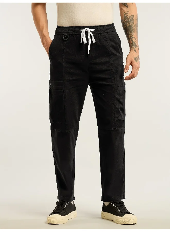 Beyoung Black Tapered Baggy Cargo Pants