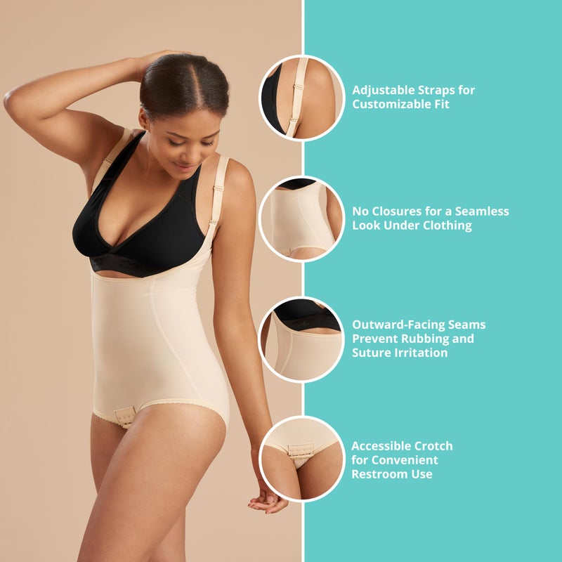 MARENA Women’s Girdle with High Back, No Closure, Bikini-Length - Post Surgical Shapewear Support, Targeted Compression, Easy Application, Helps Promote Healing & Recovery Black, Medium - Image 3