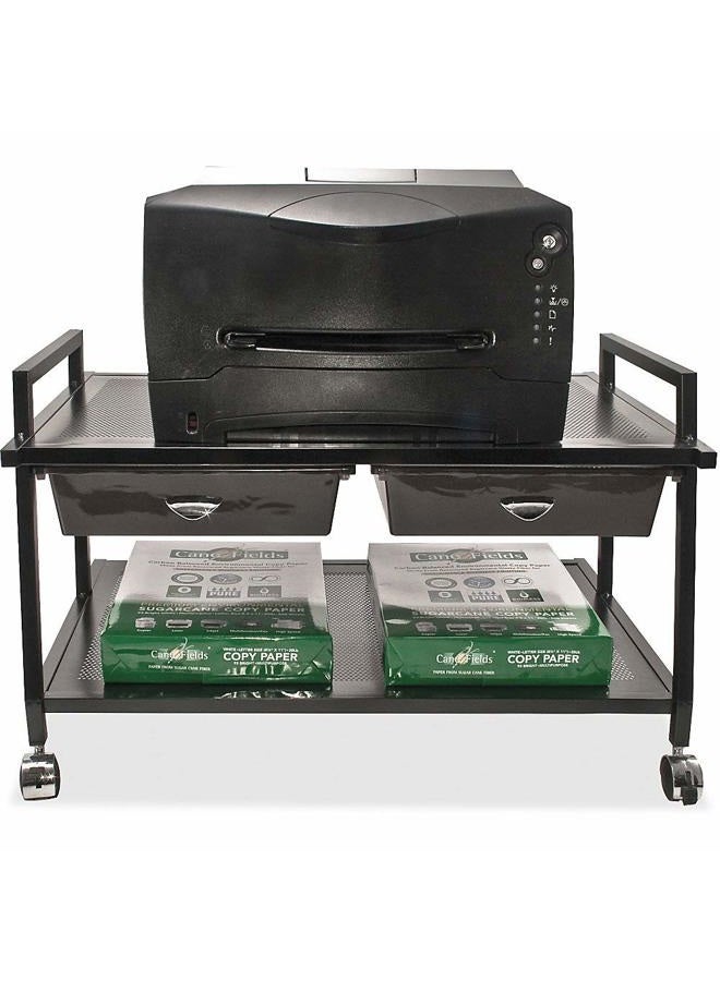 Advantus Vertiflex Mobile Underdesk Machine Stand with Supply Drawers, 25 x 15 x 15 Inches, Black (VF95530) - Image 1