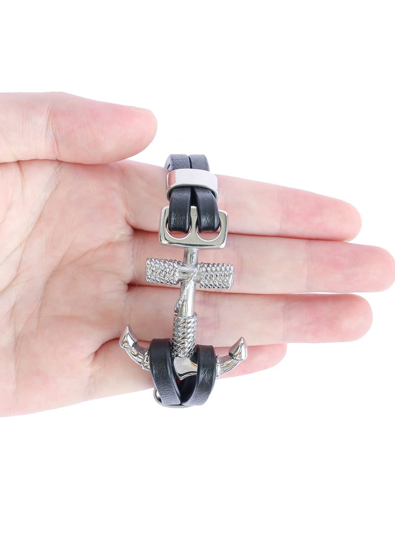 Excefore Unisex Handmade Bracelet, Multilayer Vintage Anchor Cuff Bracelet Cuff Wrap Rope Wristband Friendship Bracelet for Men & Women Jewelry - Image 2