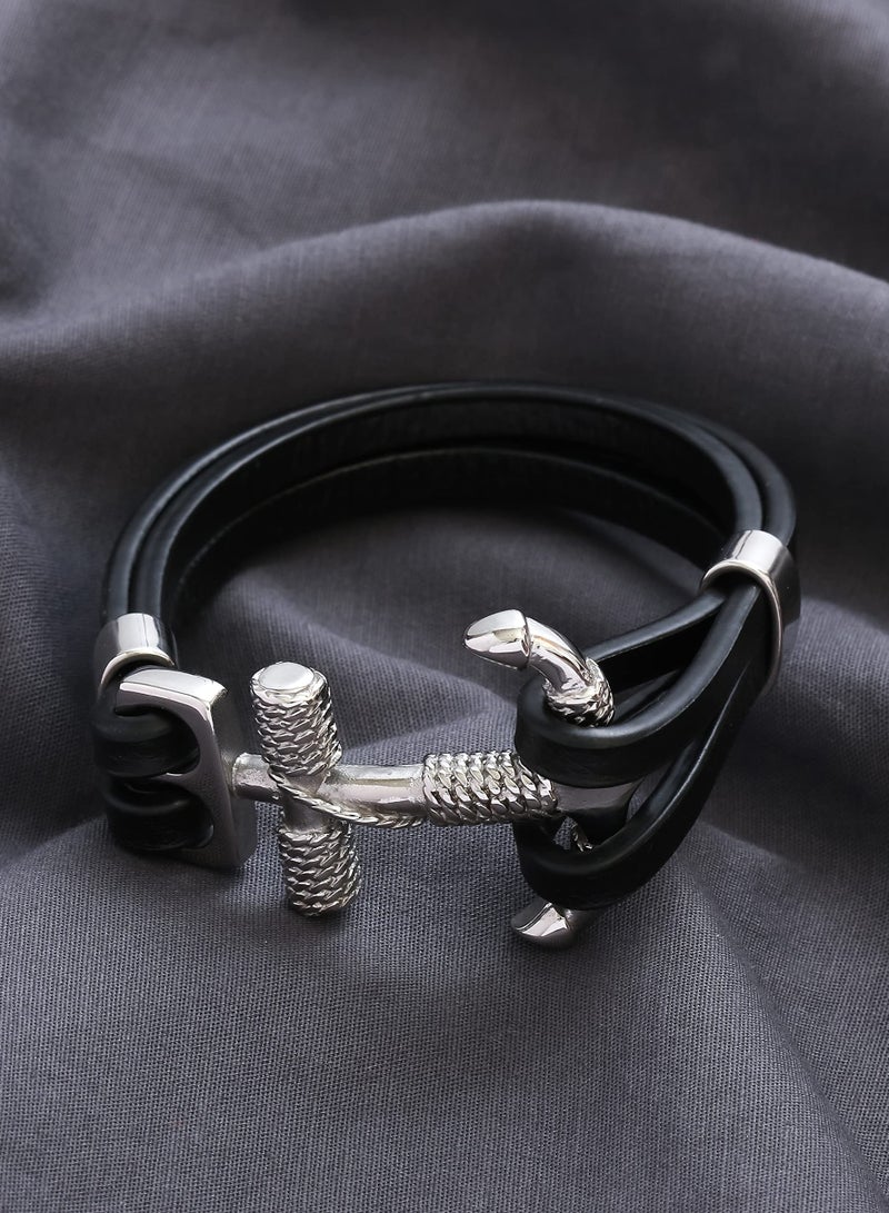 Excefore Unisex Handmade Bracelet, Multilayer Vintage Anchor Cuff Bracelet Cuff Wrap Rope Wristband Friendship Bracelet for Men & Women Jewelry - Image 4