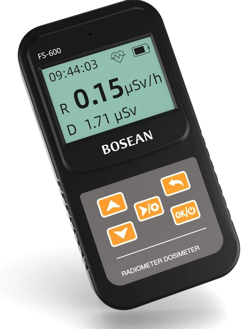 Geiger Counter Nuclear Radiation Detector Dosage Alarm Professional High Accuracy Radioactive Meter Beta Gamma X-ray Data Tester Marble Dosimeter (Black) - Image 1