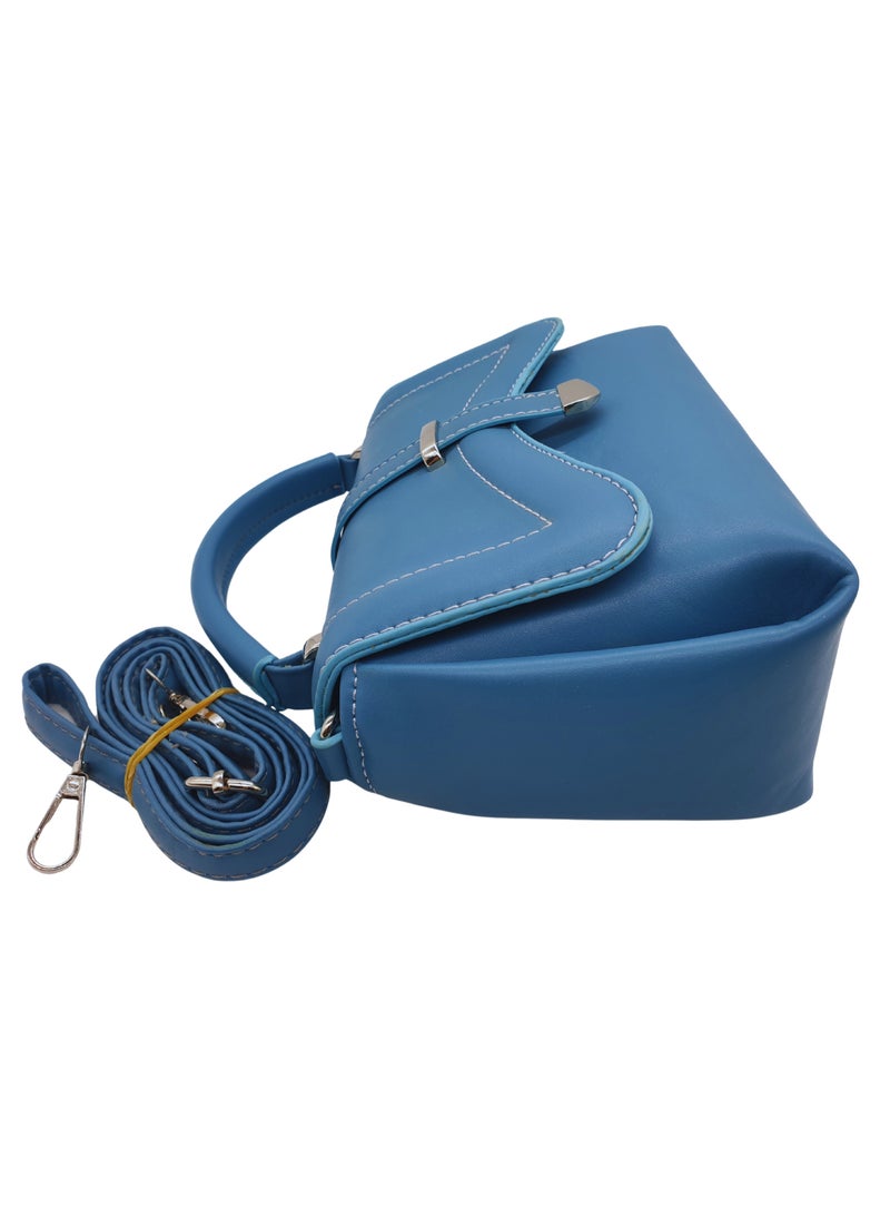 TO FASHION TO 3006 LEATHER WOMEN, GIRLS TOP HANDLE BAG, CROSS BODY BAG, SHOULDER BAG, WITH ATTATCHED BELT, MODERN, UNIQUE AND ELEGANT DESIGN, DIMENSIONS 15*22*10 CM SKYBLUE A  - Image 4