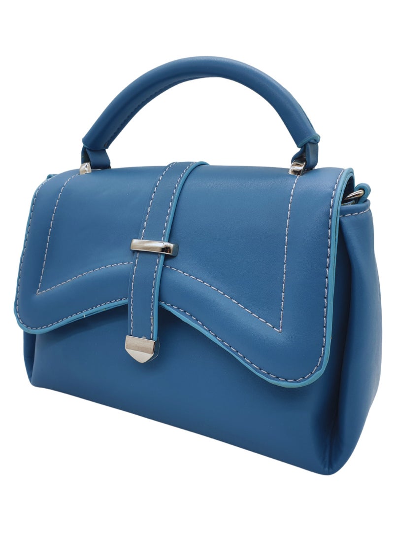 TO FASHION TO 3006 LEATHER WOMEN, GIRLS TOP HANDLE BAG, CROSS BODY BAG, SHOULDER BAG, WITH ATTATCHED BELT, MODERN, UNIQUE AND ELEGANT DESIGN, DIMENSIONS 15*22*10 CM SKYBLUE A  - Image 2