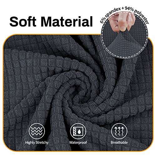 Asnomy Couch Covers for 3 Cushion Couch Stretch Sofa Covers Slipcovers, Pet Protector Furniture Covers for Dogs Cats Spandex Jacquard Fabric Small Checks （Large，Charcoal Ash） - Image 3