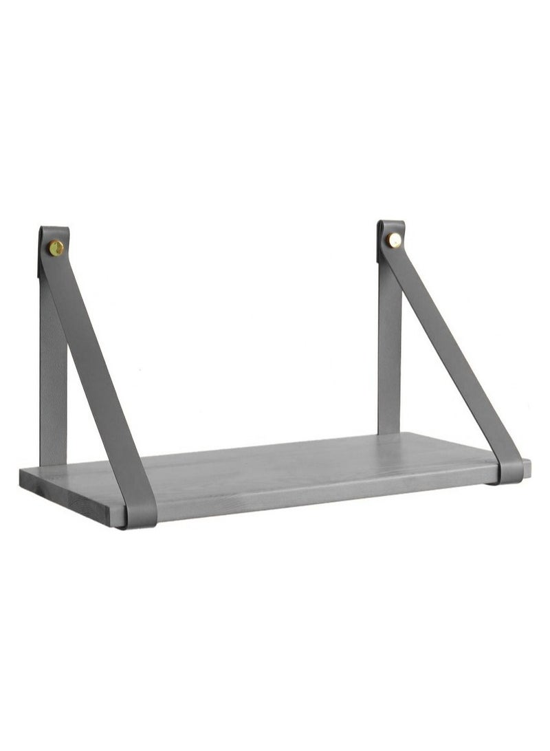 Home Gallery PU Gray Leather Strap Wall Floating Shelf Gray - Image 3