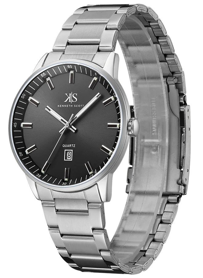 كينيث سكوت Kenneth Scott Men's Black Dial Analog Watch - K22010-SBSB