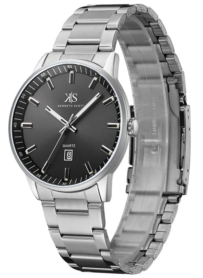 كينيث سكوت Kenneth Scott Men's Black Dial Analog Watch - K22010-SBSB