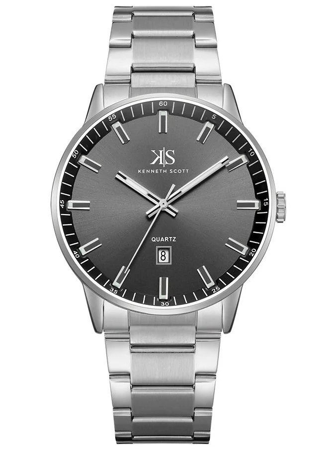 كينيث سكوت Kenneth Scott Men's Black Dial Analog Watch - K22010-SBSB
