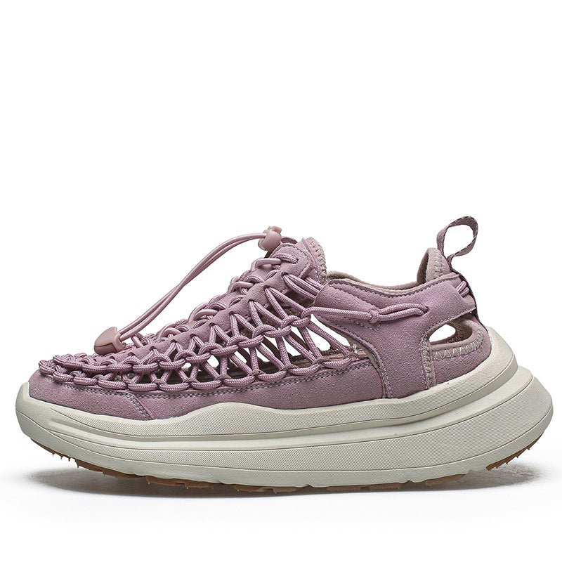 Thick-Soled Woven Rocking Sandals, Summer Japanese-Style Couple''s Closed-Toe Sandals, Women''s Beach Shoes, Travel and Water Shoes - Image 5