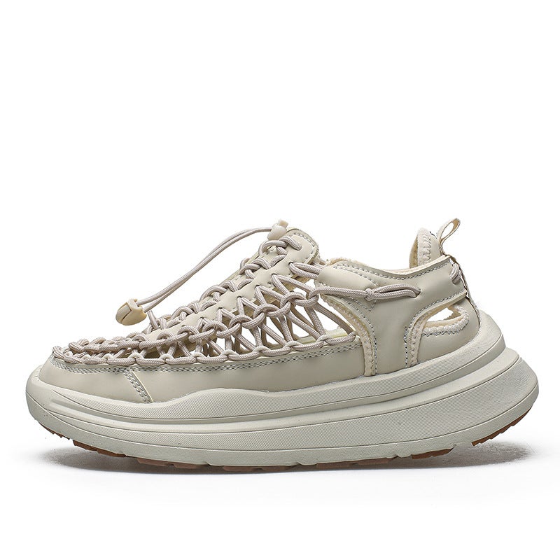 Thick-Soled Woven Rocking Sandals, Summer Japanese-Style Couple''s Closed-Toe Sandals, Women''s Beach Shoes, Travel and Water Shoes - Image 2